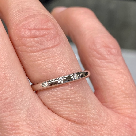 3 Stone Diamond Moissanite Stacking Wedding Band Ring - Picture 6 of 11